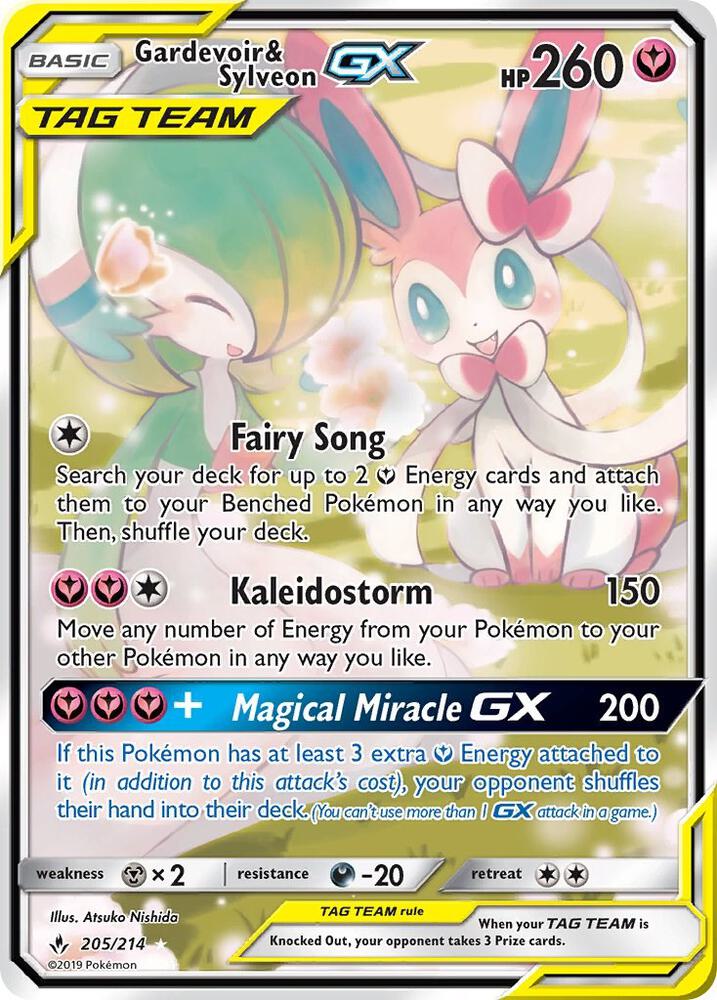 Gardevoir & Sylveon GX (205) (Alternate Full Art) · Unbroken Bonds · 205/214 · English