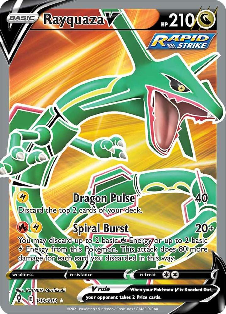 Rayquaza V (Full Art) · SWSH07: Evolving Skies · 193/203 · Holofoil