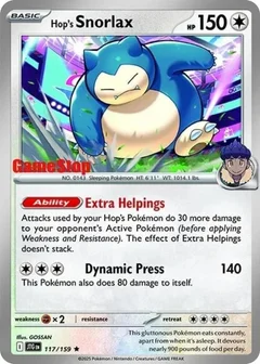 Hop's Snorlax - 117/159 (GameStop) (Cosmos Holo)
