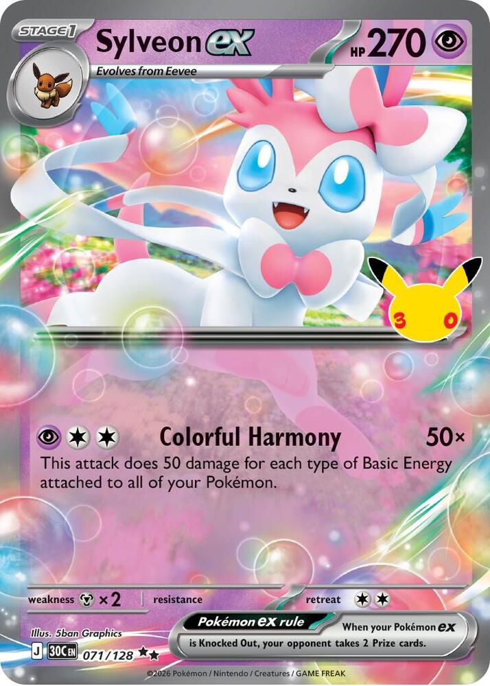 Sylveon ex - 071/128 · ME: 30th Celebration · 071/128 · Holofoil